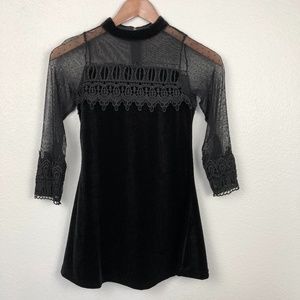 Rare Editions Black Lace Trim A-Line Dress